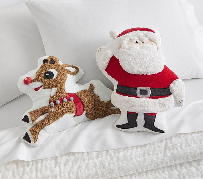 Rudolph® Shaped Light-Up and Rudolph® Santa Pillow Bundle | Pottery Barn Kids