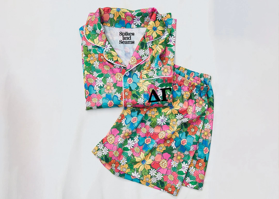 GREEK LETTERS| Delta Gamma pajamas, sorority pajamas, bid day, floral pajamas, Delta Gamma shirts... | Etsy (US)