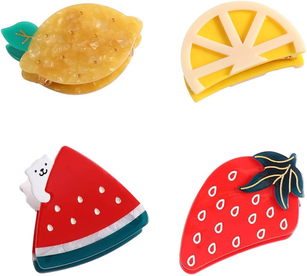 Mini Hair Clips Cute Fruit Shape Hair Claw Clips Barrettes Lovely Strawberry Watermelon Lemon Hai... | Amazon (US)