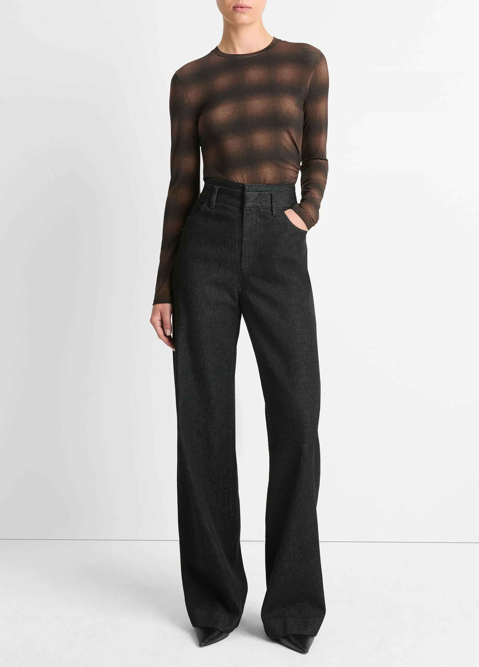 Draped Long-Sleeve Crew Neck Top | Vince LLC