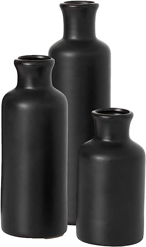 Amazon.com: Sullivans Ceramic Vase Set - 3 Small Matte Black Vases, Modern Home Decor, Boho Vases... | Amazon (US)