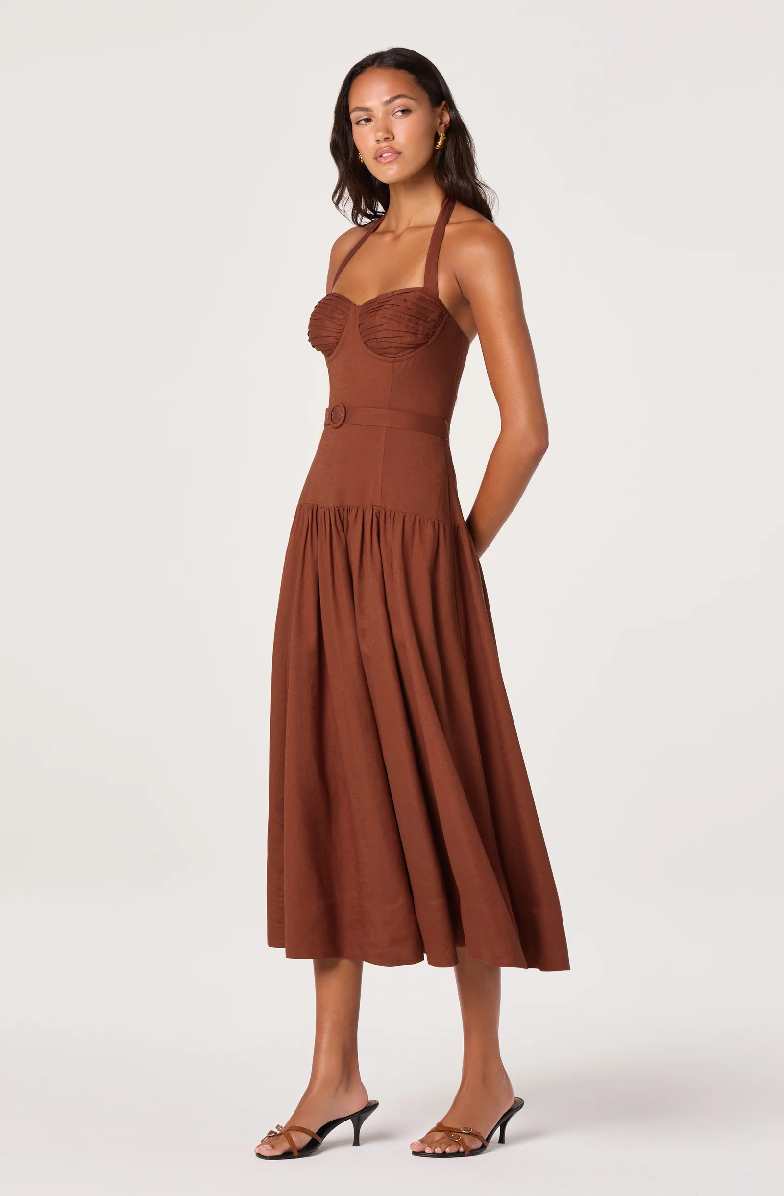 Katinka Belted Halter Midi Dress - Rust / XS | ASTR The Label (US)