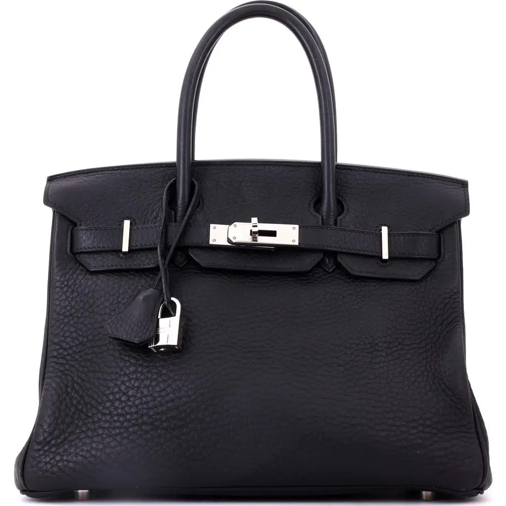 Pre-Owned Hermes Birkin Handbag Black Clemence with Palladium Hardware 30 in Noir at Nordstrom, Size Small | Nordstrom