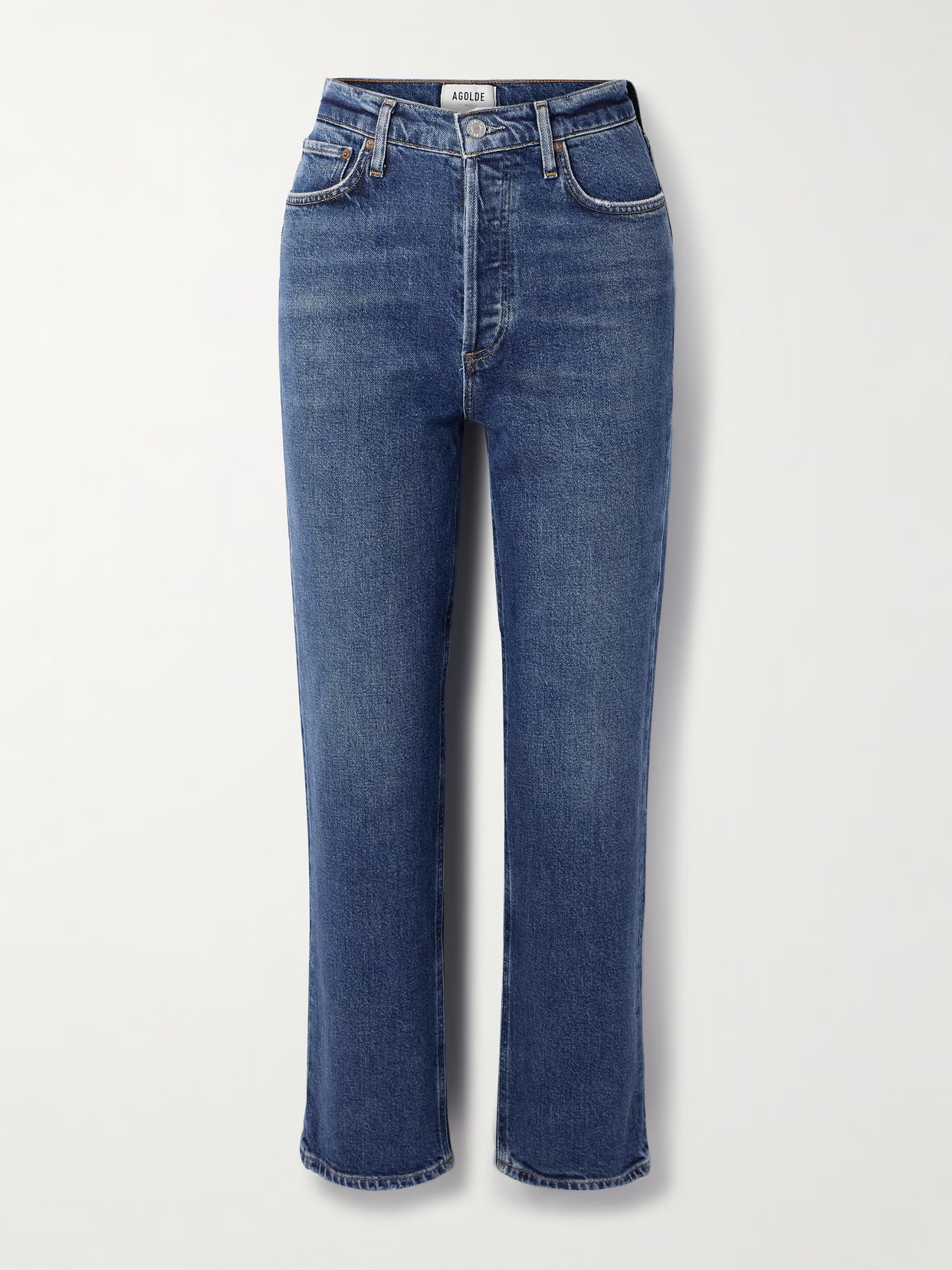 AGOLDE - '90s Pinch Waist Cropped High-rise Straight-leg Jeans - Dark denim | NET-A-PORTER (UK & EU)