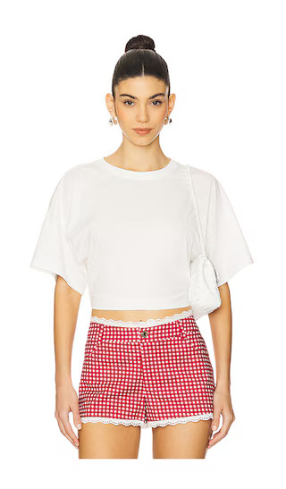 Ruched Cropped Tee in Classic White | Revolve Clothing (Global)