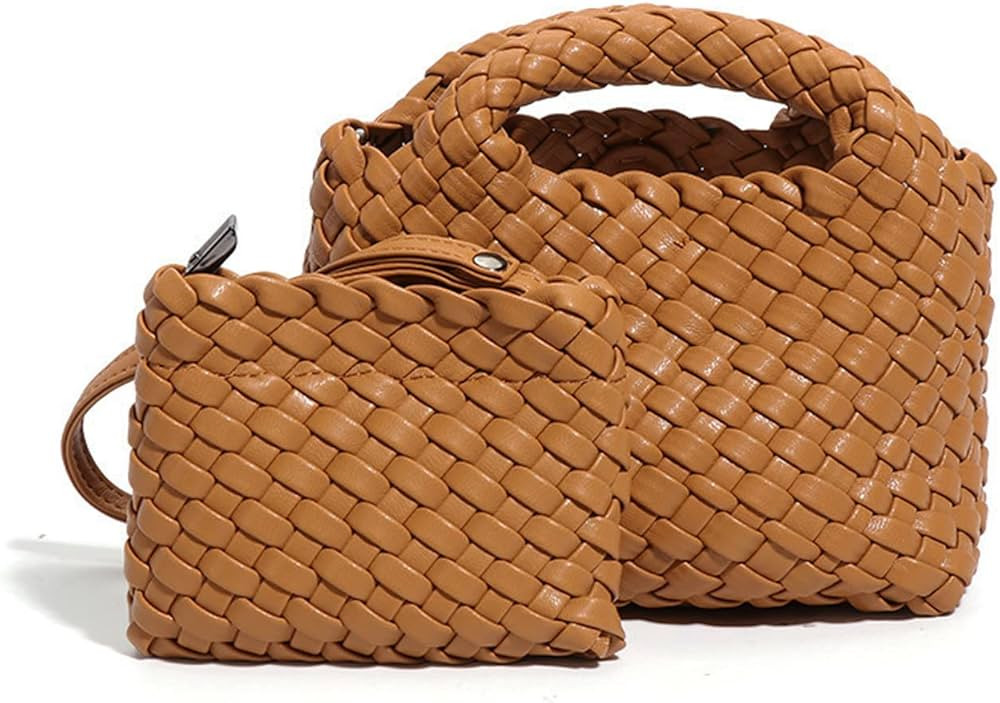 Woven Bag for Women with Coin Purse Fashion Handbag Female Shoulder Bag Foldable Chain Small Tote... | Amazon (US)