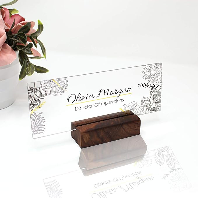 Desk Name Plate Office Supply Personalized Secretary Sign Gift Custom Professional Walnut Wood Of... | Amazon (US)