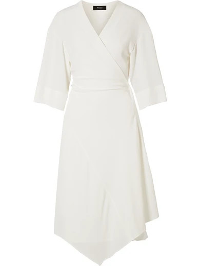 Theory - Crepe Wrap Dress - Ivory | NET-A-PORTER (UK & EU)