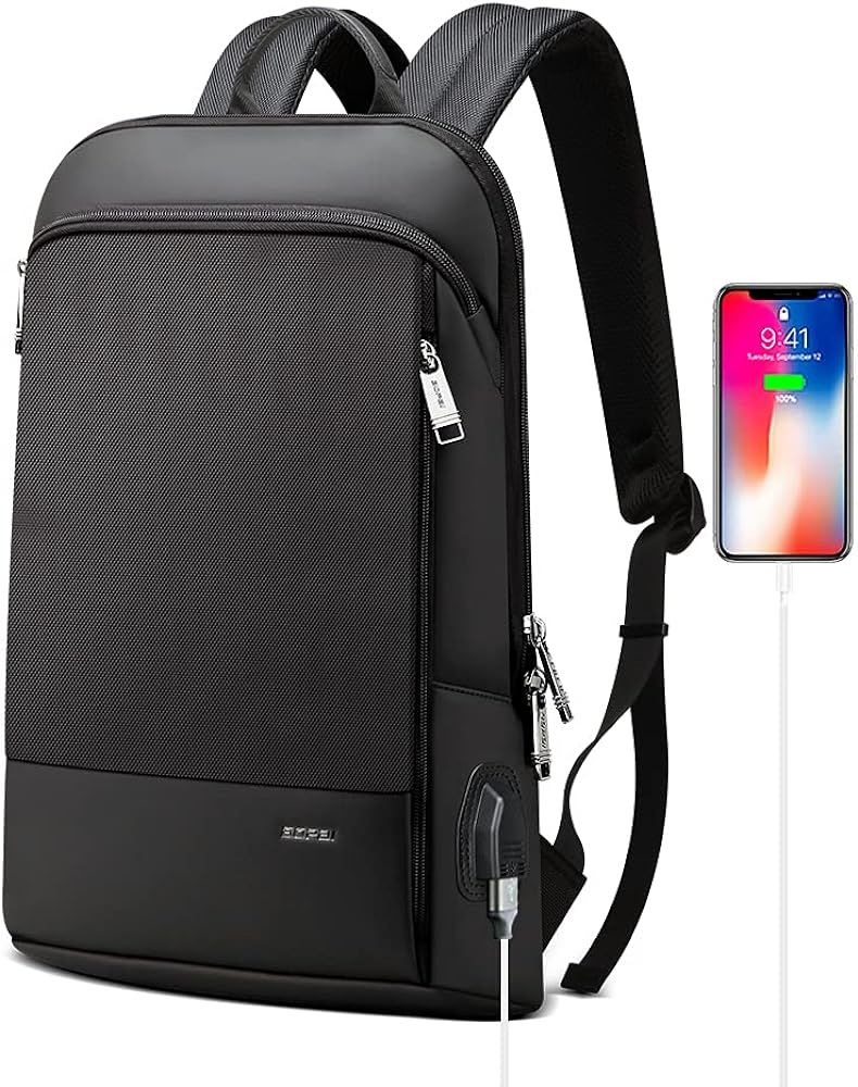 BOPAI Slim Laptop Backpack 15 inch USB Charging Backpack for Men Water Resistant College Laptop Back | Amazon (US)