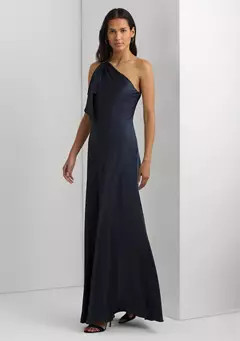 Lauren Ralph Lauren Women's One-Shoulder Solid Gown | Belk