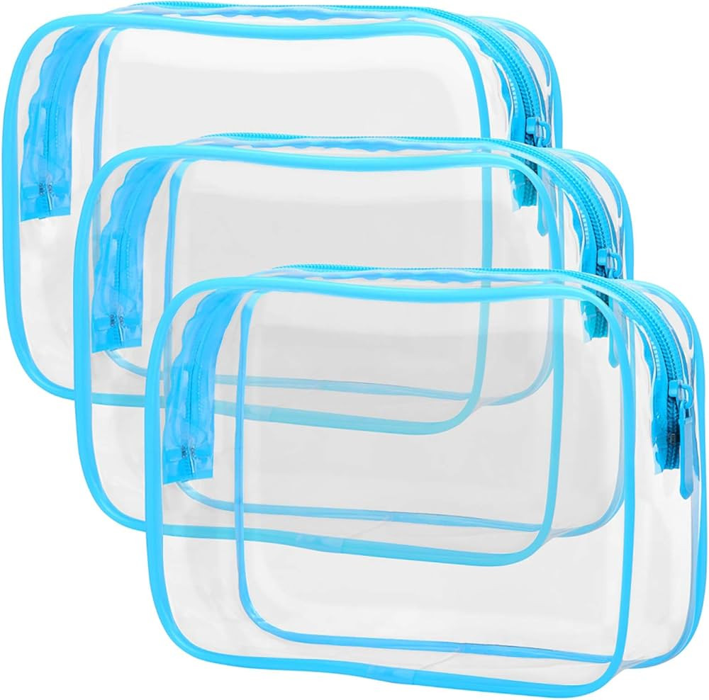 PACKISM Clear Makeup Bag - Waterproof TSA Approved Toiletry Bag Quart Size Bag, Clear Makeup Bags... | Amazon (US)