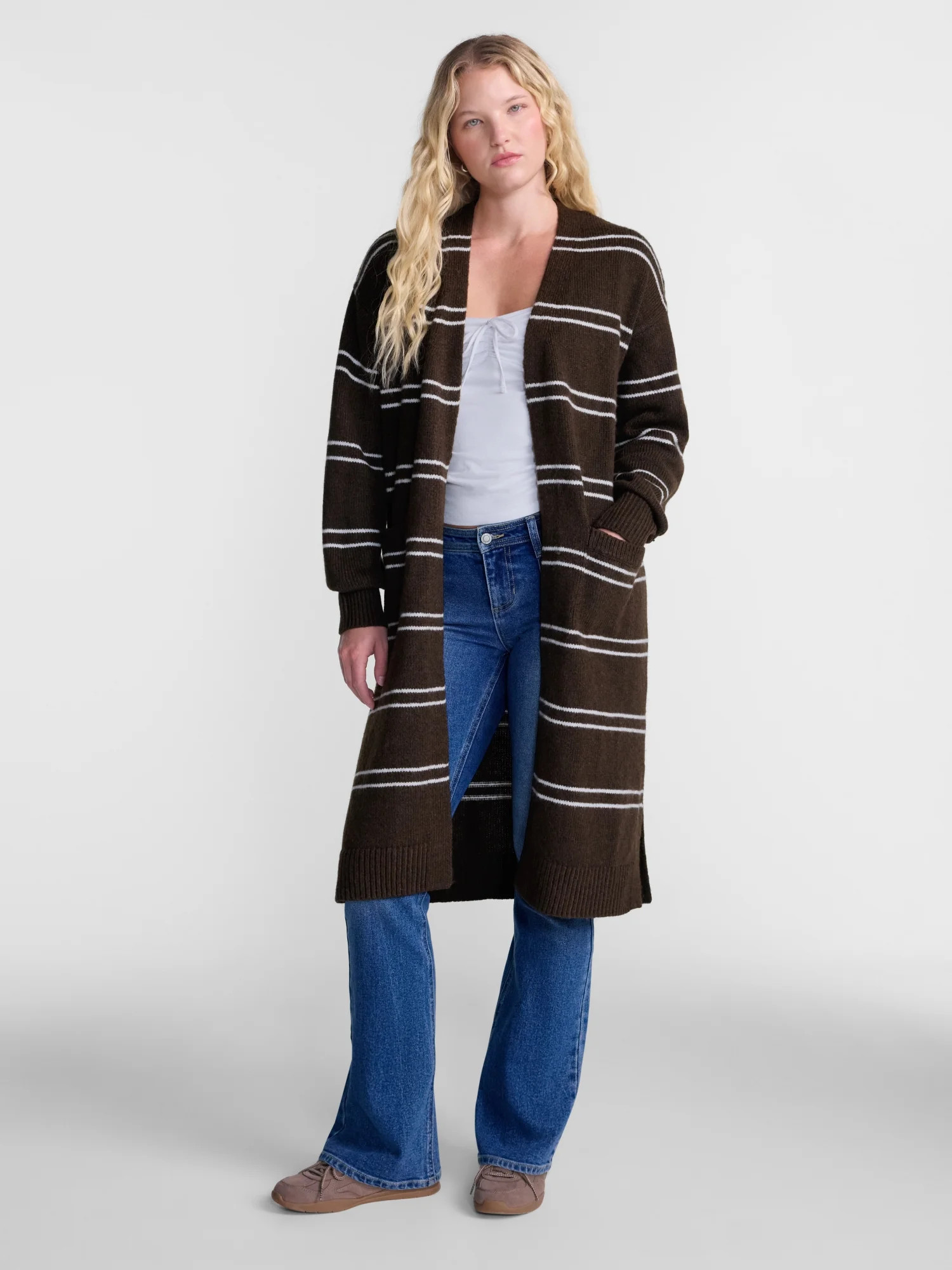 No Boundaries Open Front Duster Cardigan Sweater, Midweight, Women's XXS-XXL | Walmart (US)