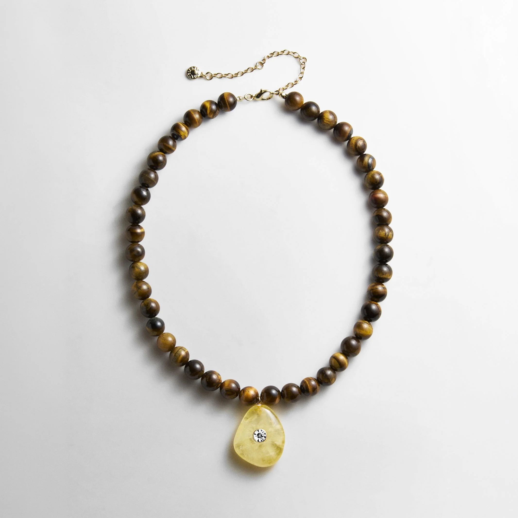 Jamie Semi-Precious Beaded Necklace - Tiger's Eye/Citrine | BaubleBar