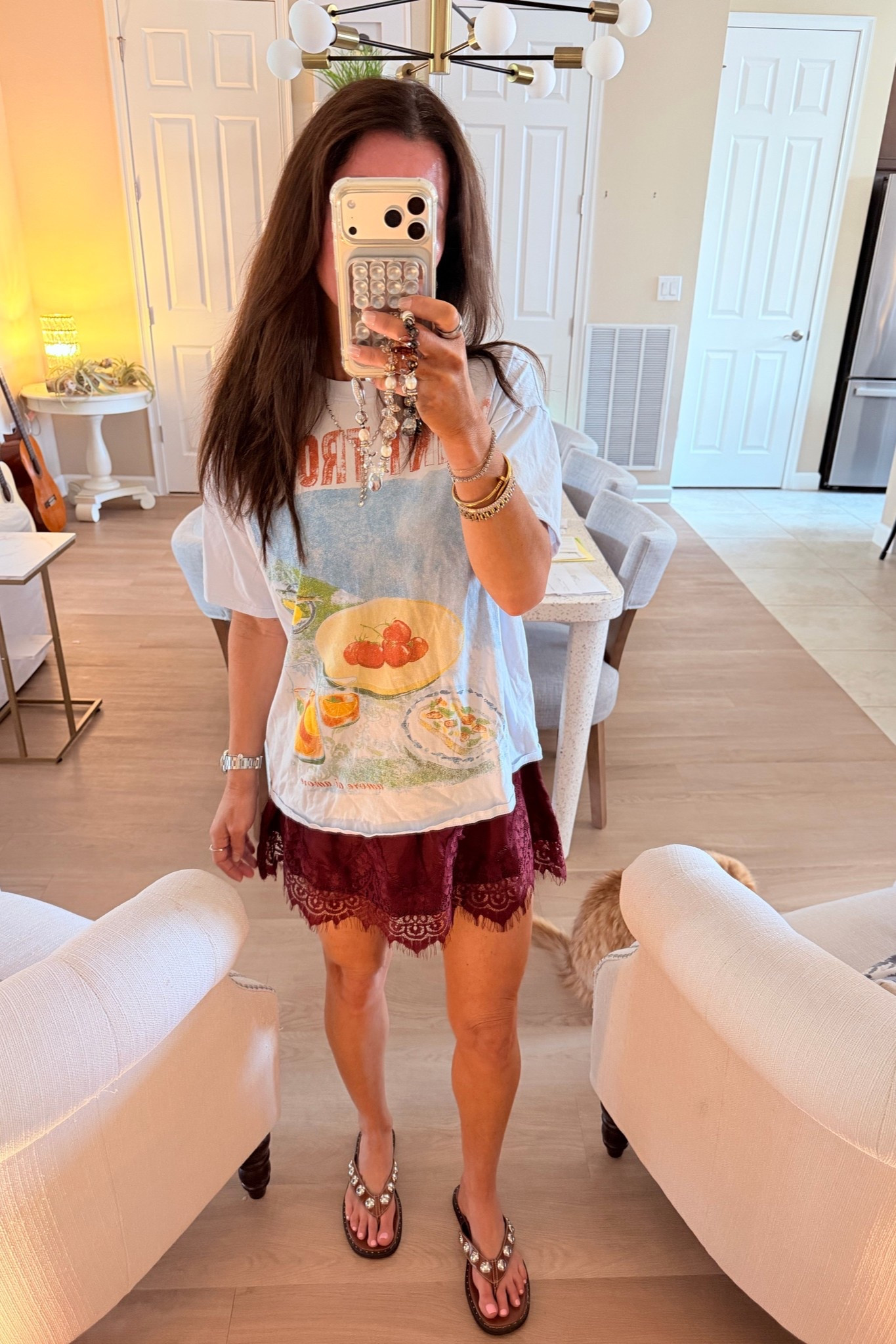 Meanwhile, I’m just over here on my 4th cheese stick shopping away.
Dreaming of a trip while I’ve got a table full of admin stuff behind me. Staring at me and I am refusing to do it. 

This new lace skirt from @target has built in little shorts under the skirt. 
I’m wearing size XS. There’s also a matching top you can order to make it a set. Tshirt is Target too but from a few years ago. Flippy Floppies are Amazon. I’ll link.

#LTKdayinmylife #LTKmomlife #LTKootd