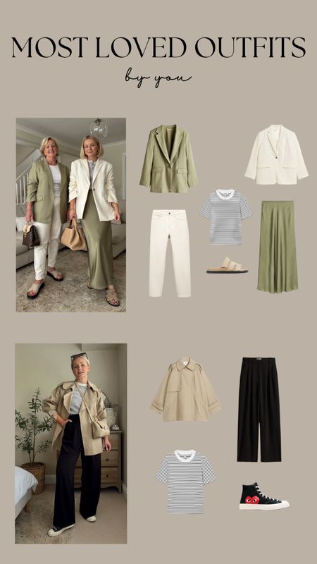 Most Loved Outfits by You! 

Summer Style, Summer Outfit Inspiration, Trench Coat, Striped T-shirt, Tailored Trousers, Wardrobe Staples, Sage Satin Skirt, Sage Blazer 

#LTKeurope #LTKsummer #LTKuk