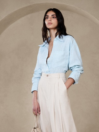 The Boxy Cropped Linen Shirt | Banana Republic (US)