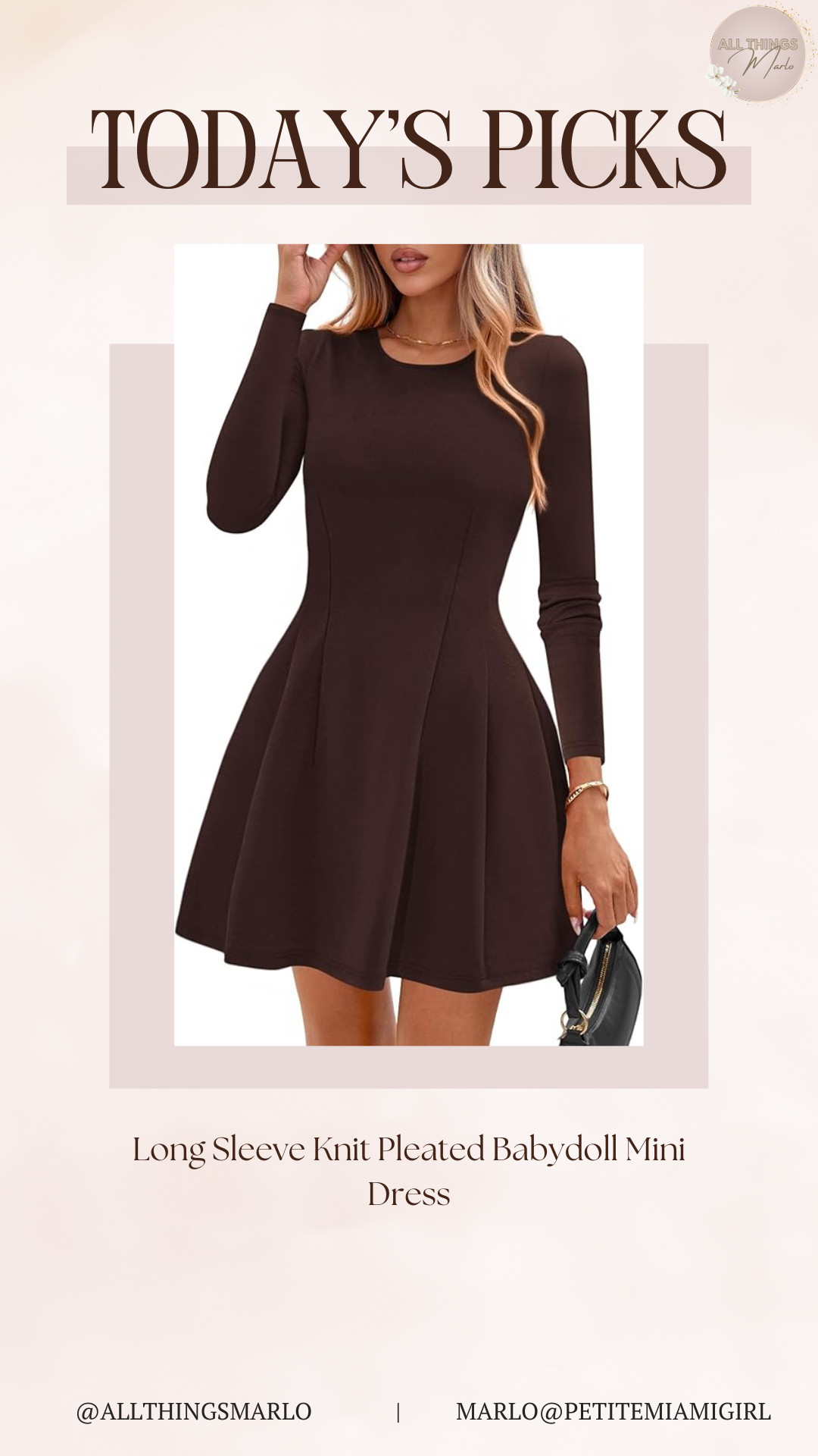 Long Sleeve Knit Pleated Babydoll Mini Dress 

 #LTKSeasonal #LTKFindsUnder50 #LTKStyleTip