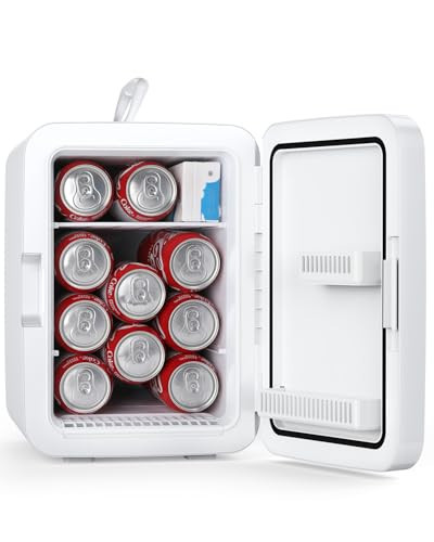 Antarctic Star Compact Mini Fridge, 10L Portable Small Refrigerator, 2.6 Gal Mini Fridge with AC/DC Adapters, Small Cosmetics Cooler for Beverage, Food, Makeup, Bedroom, Office, Dorm, White | Amazon (US)