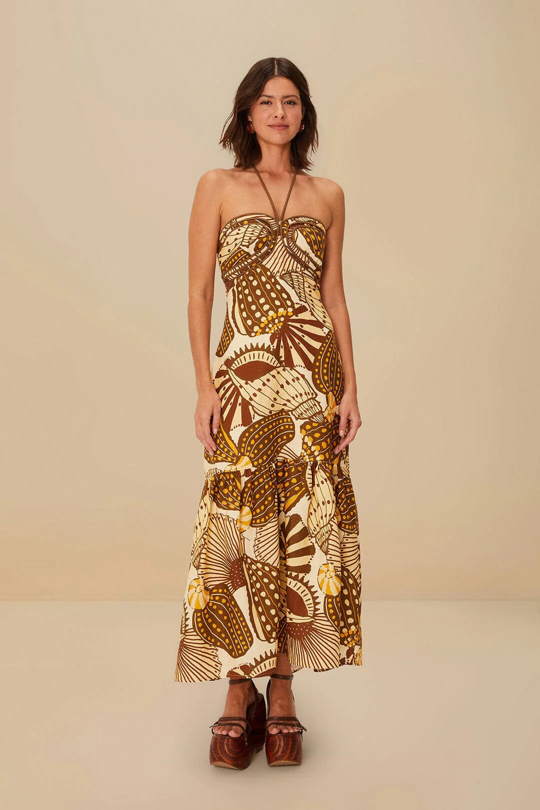 Sand Shell Mix Euroflax™ Premium Linen Maxi Dress | FarmRio (US)