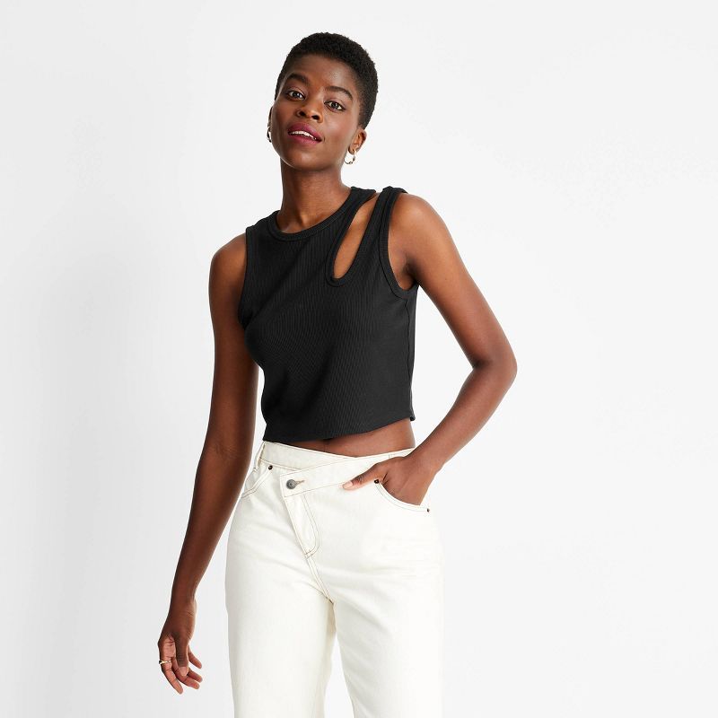 Women's Ribbed Cut Out Crop Tank Top - Future Collective™ with Kahlana Barfield Brown | Target