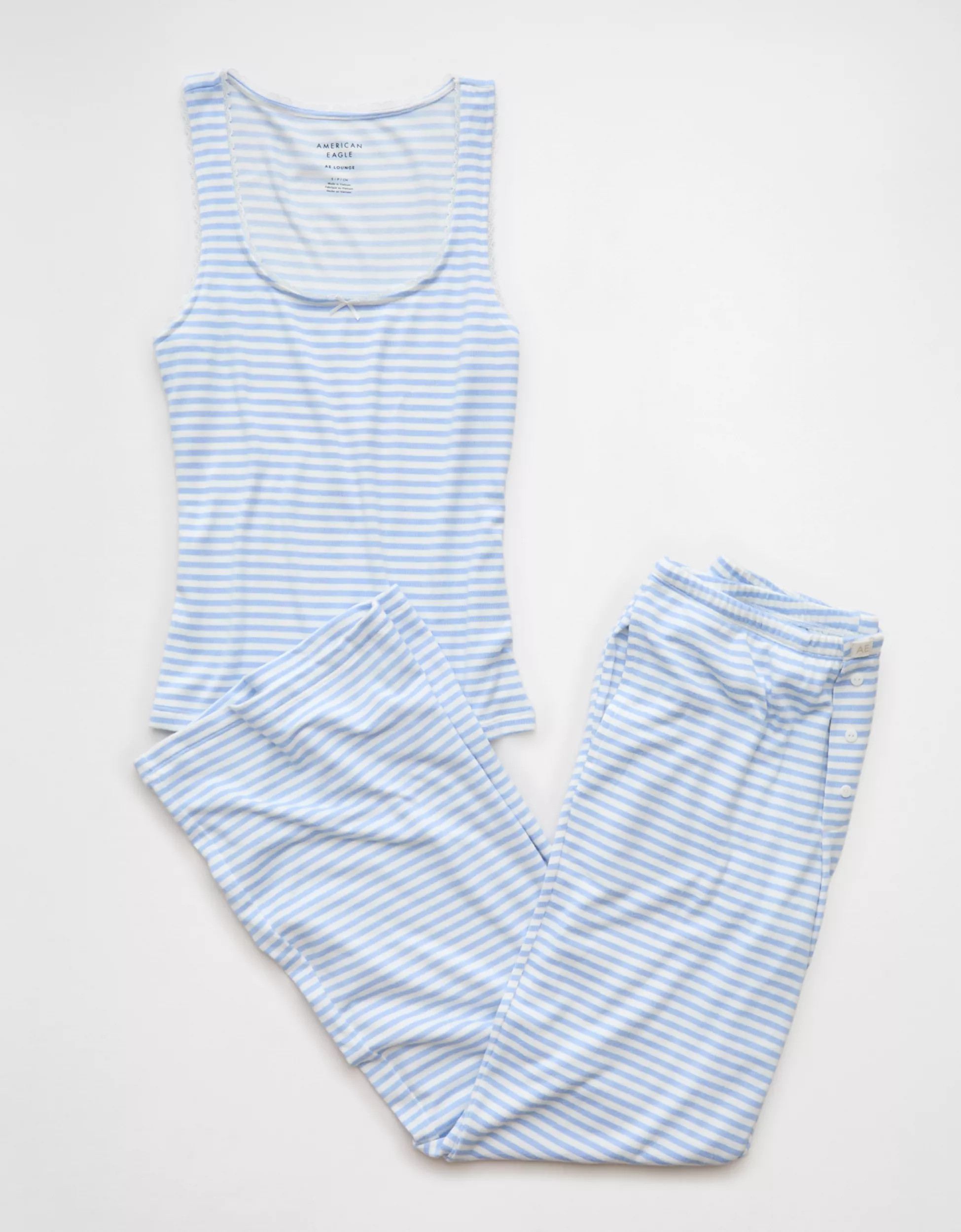 AE Luxe Plush Striped PJ Set | American Eagle Outfitters (US & CA)