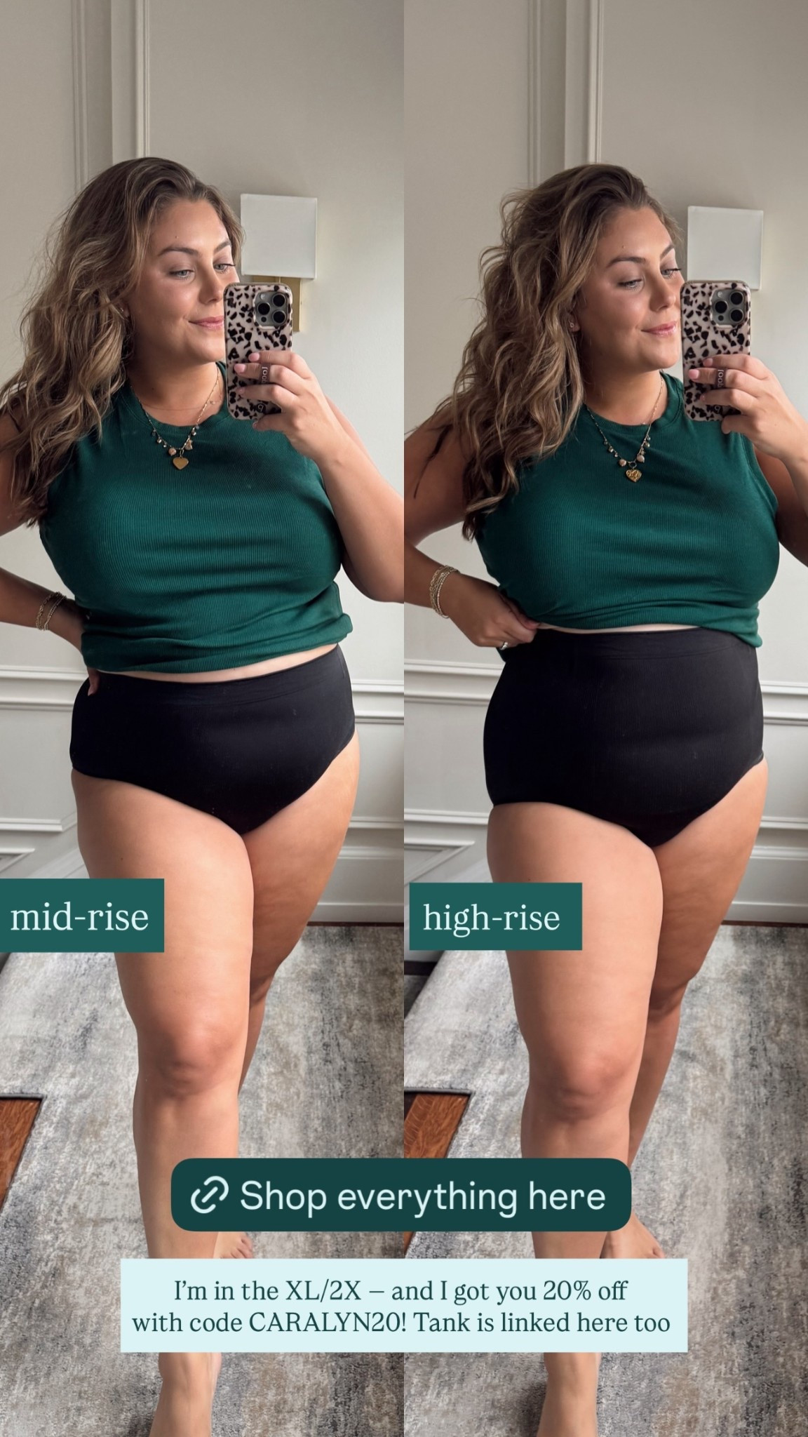 mid-rise & high-rise  @shapermint  I’m in the XL/2X — and I got you 20% off 
with code CARALYN20! Tank is linked here too, wearing XXL Tall. 

#LTKStyleTip #LTKMidsize #LTKBeauty
