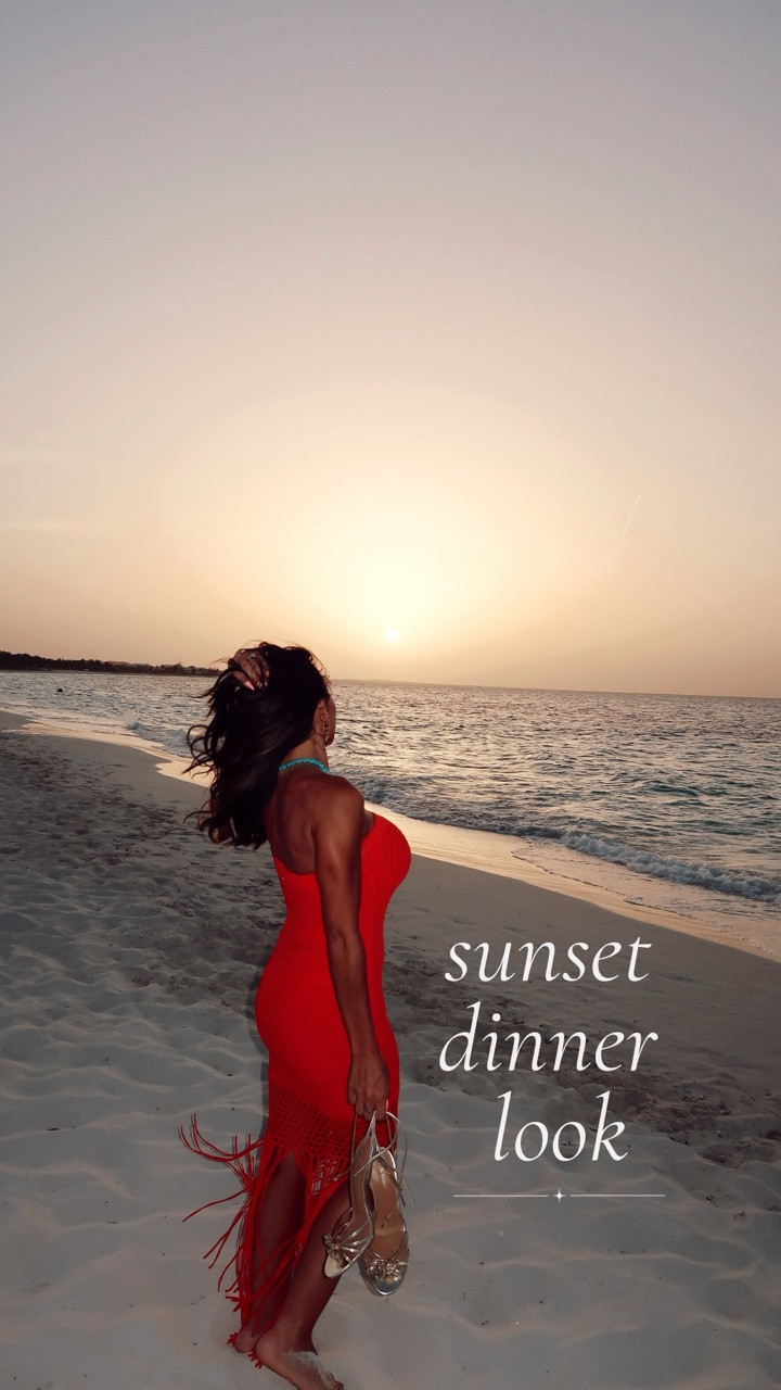 Can we all agree that beach dinners deserve their own category? 🥹

I swear something about taking your shoes off, walking through the sand, watching the sun disappear while you’re headed to dinner… it’s one of my favorite parts of vacation.

And this dress? The fiery coral red with the little pops of turquoise against the ocean was even prettier in person. It was one of those outfits that instantly put me in vacation mode.

I’m already wishing I could rewind to this exact sunset. 🌅

✨ 5’2” • 130 lbs

#BeachVacation #VacationStyle #ResortWear #VacationOutfit #SummerStyle #TurksAndCaicos