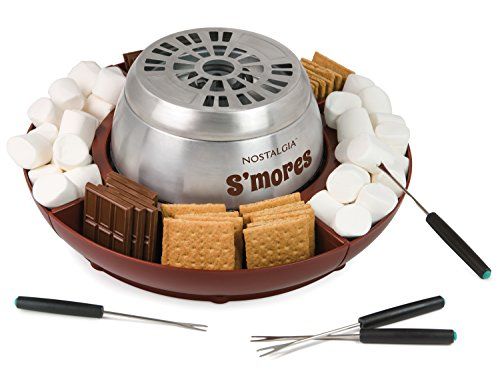 Nostalgia LSM400 Indoor Electric Stainless Steel S'mores Maker with 4 Lazy Susan Compartment Trays f | Amazon (US)