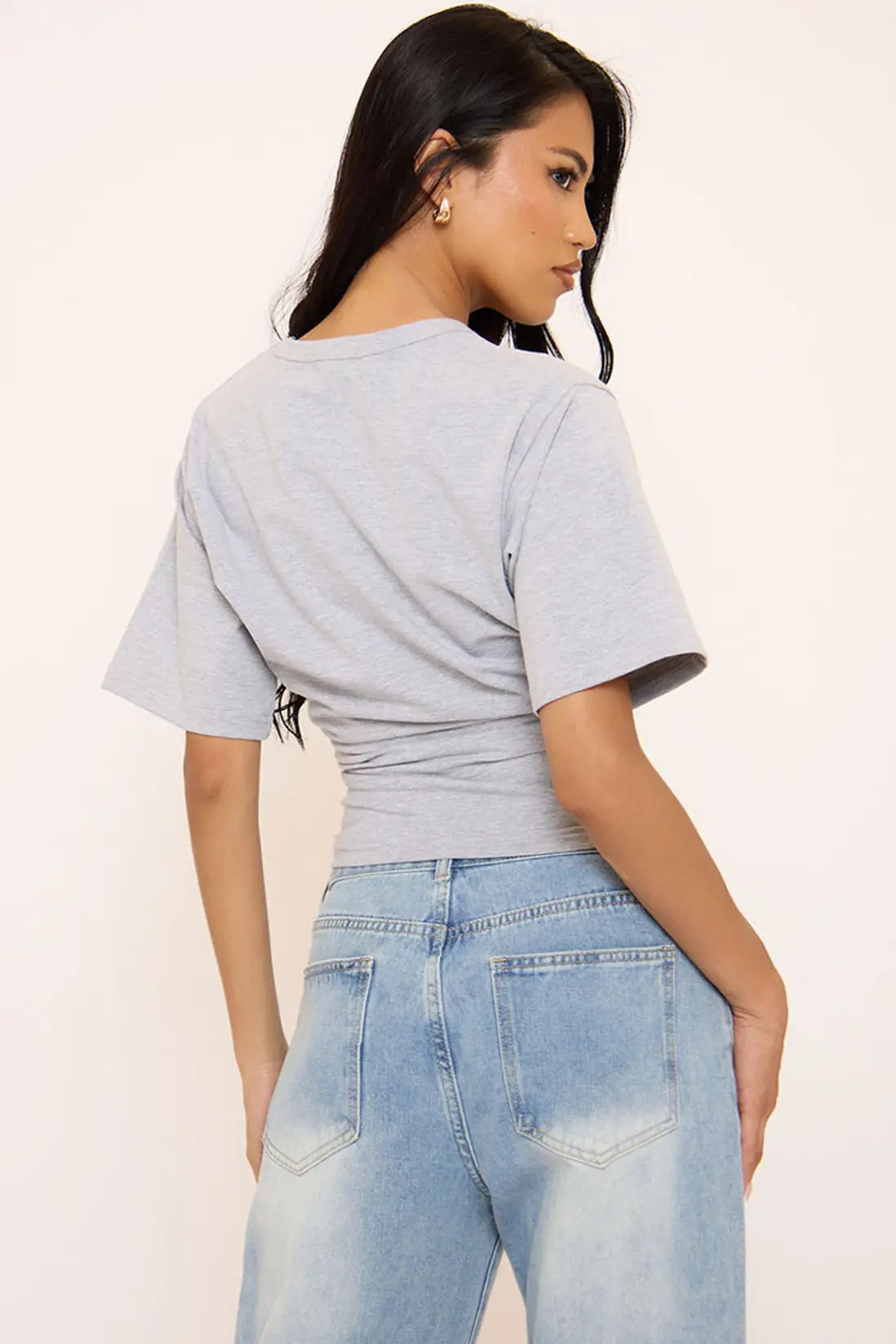 Silver EGO Fitted Short Sleeve Crew Neck Cinched T-shirt | Debenhams | Debenhams UK