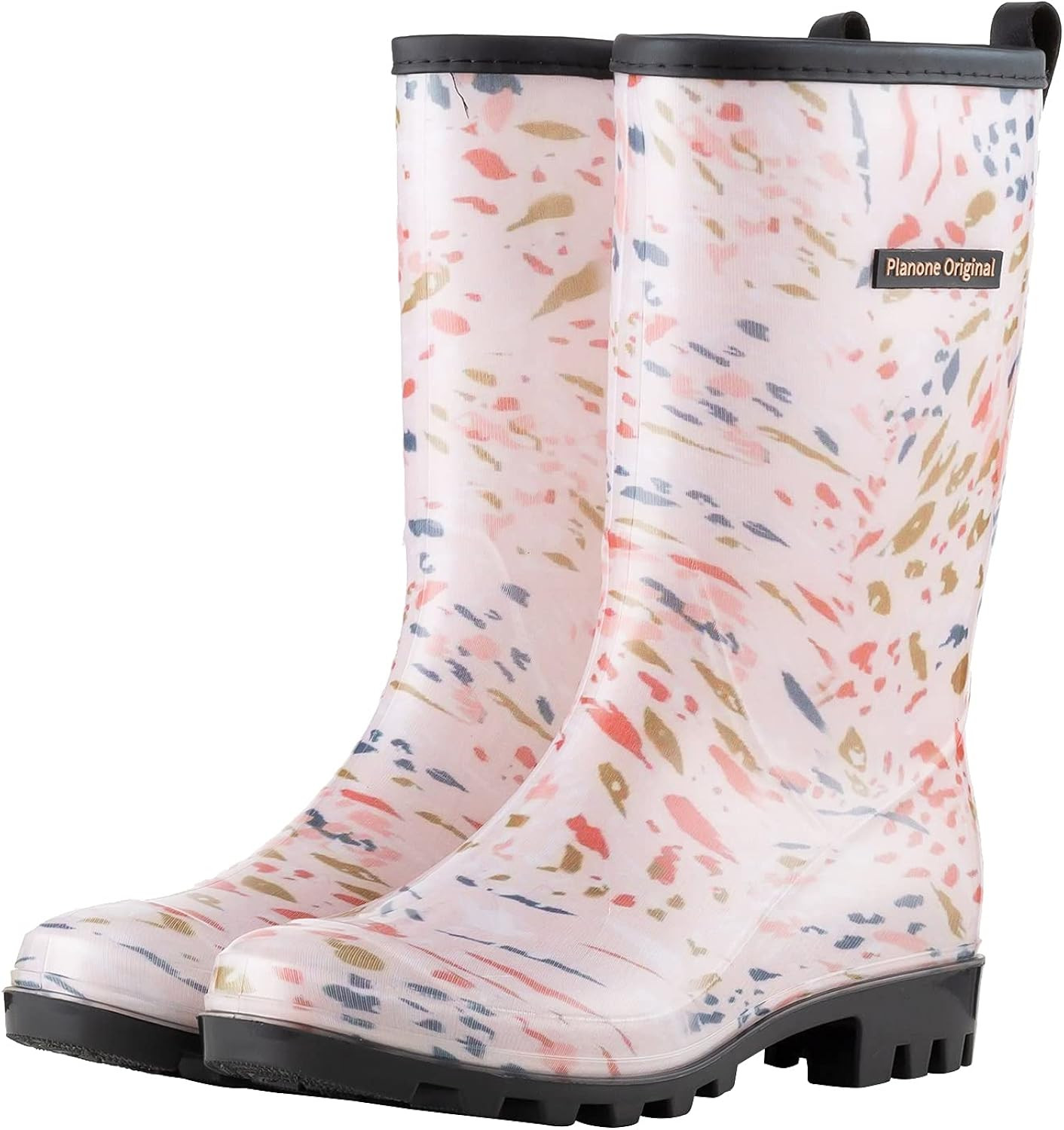 Planone Flower Cloth Mid Calf Rain Boots For Women Waterproof Garden Shoes Anti-Slipping Rainboot... | Amazon (US)