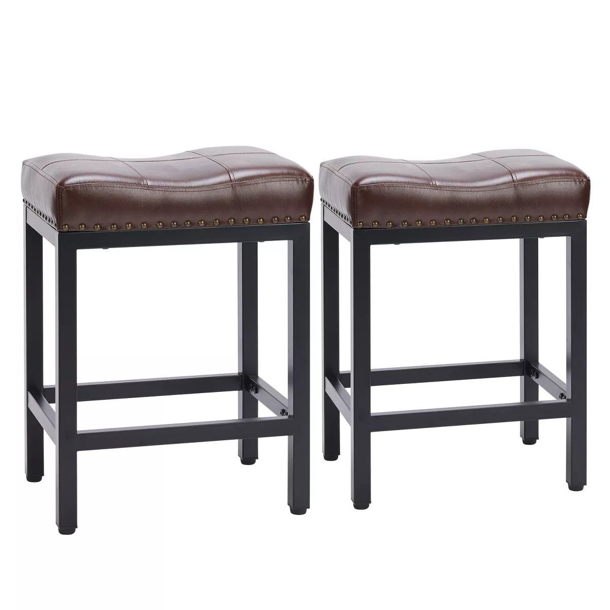 DOMETOUR Modern Upholstered Bar Stools, Set of 2 Saddle Bar Stools  -Sturdy Steel Frame | Target