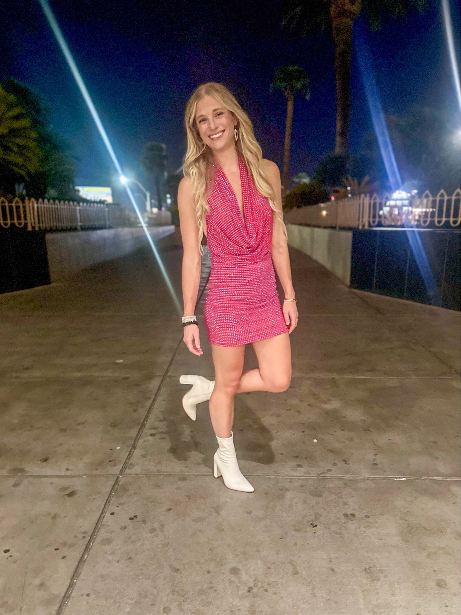 Dress is a size 2 TTS! Could have sized down because the dress had some stretch! Boots size 7. Size up one!

Barbie dress. Barbie outfit. Barbie style. Hot pink dress. Birthday dress. Birthday outfit. Vegas dress. Vegas outfit. Bachelorette dress. Bachelorette outfit. Oh Polly. Party dress.  Party outfit. Club dresses. Vegas dresses. Going out dress. Eras tour outfit. Eras tour dress. Taylor swift concert outfit. Taylor swift concert dress. Glitter dress. Sequin dress. Sparkle dress      

#LTKParties #LTKTravel