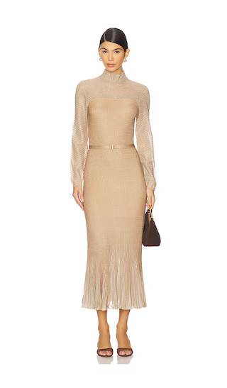 Metallic Midi Dress in Metallic Rose Gold | Revolve Clothing (Global)