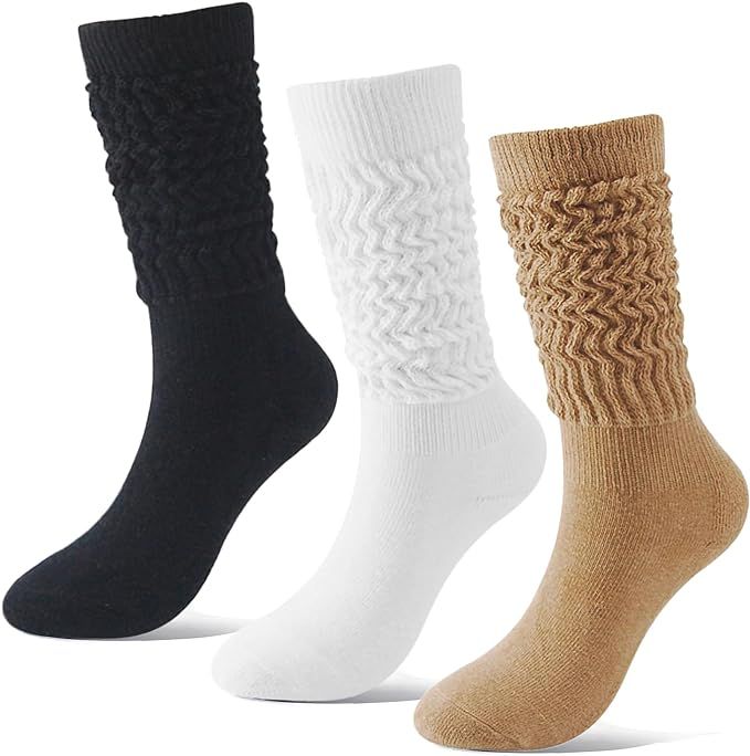 BONANGEL Slouch Socks Women Winter Knee High Scrunch Socks Women,Long Slouchy Scrunchie Boot Sock... | Amazon (US)