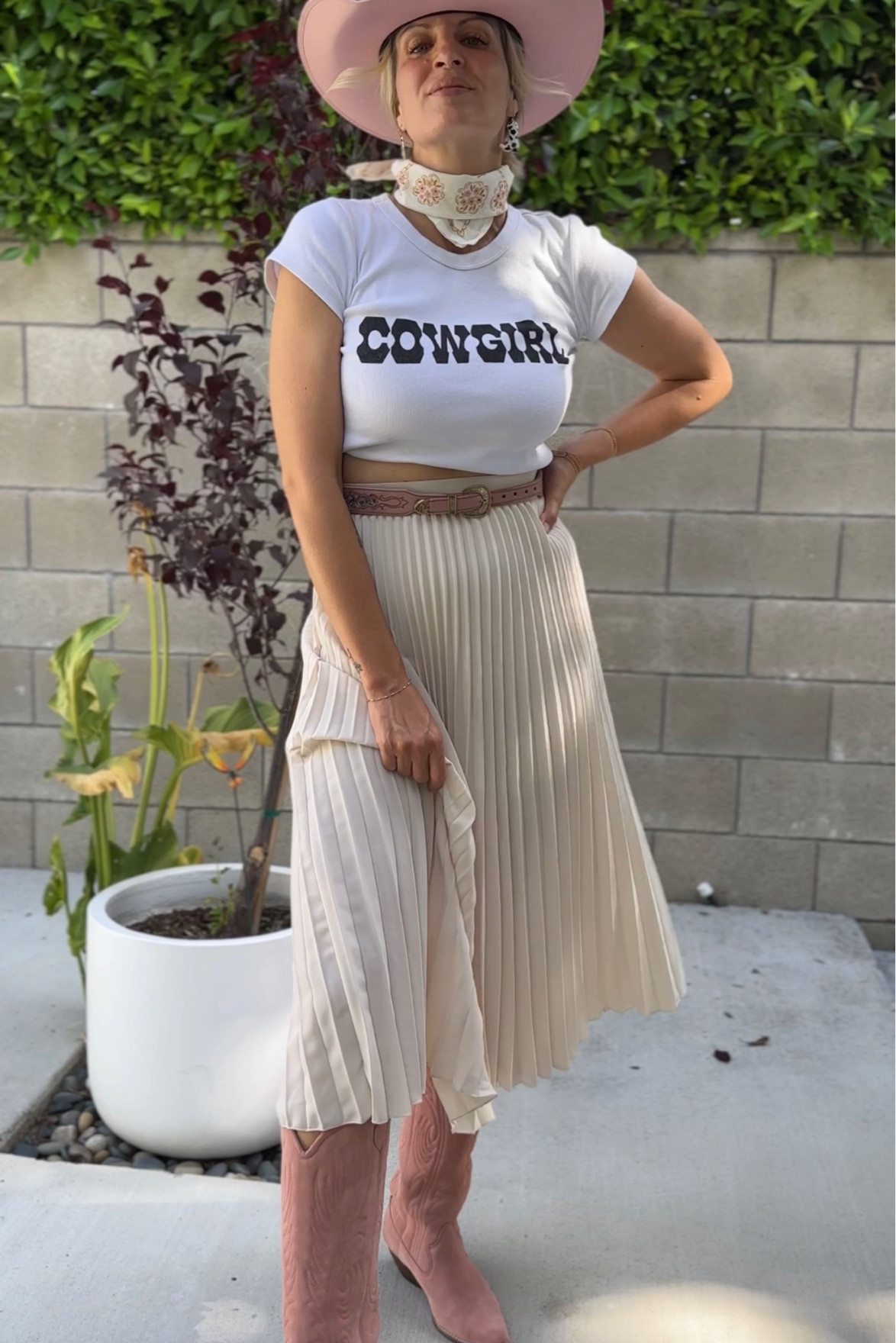 Went to see the Barbie movie and you know I went for western Barbie. I made sure to use my pink cowgirl boots and make my coastal cowgirl a full on Barbie doll. The pink belt is Thrifted.

#LTKunder100 #LTKFind #LTKshoecrush