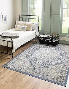 Unique Loom Whitney Collection Area Rug - Milano (7' 10" x 10' Rectangle, French Blue/ Ivory) | Amazon (US)