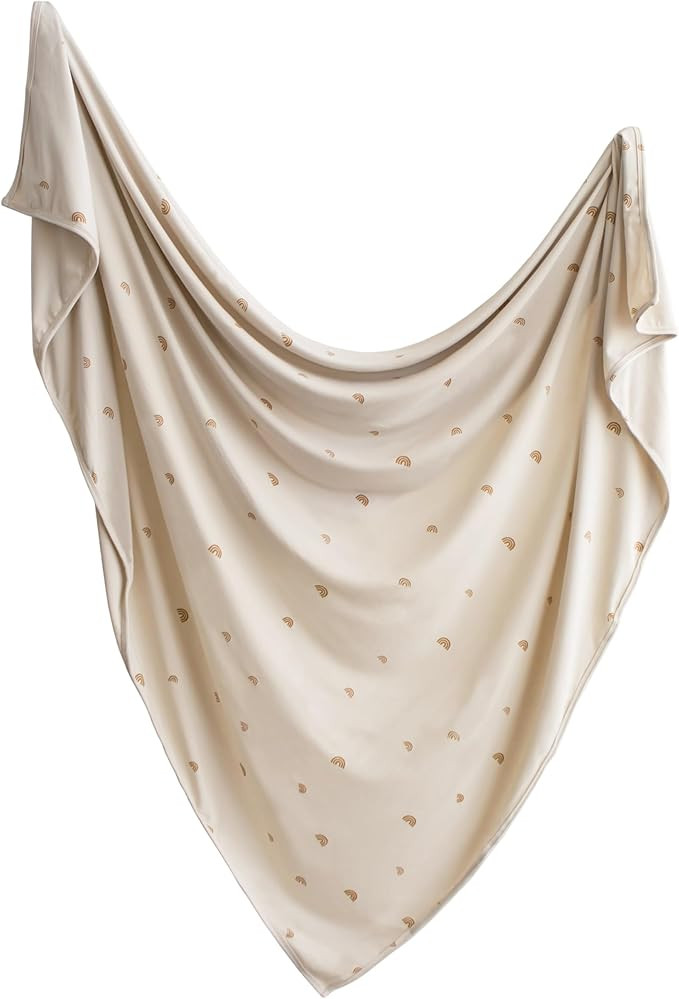 mushie Stretchy Baby Swaddle Blanket | Extra Soft & Snug Fit | 47"x47" (Rainbows) | Amazon (US)