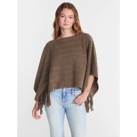 No Boundaries Sweater Poncho, Midweight, Women’s XS-XXL | Walmart (US)
