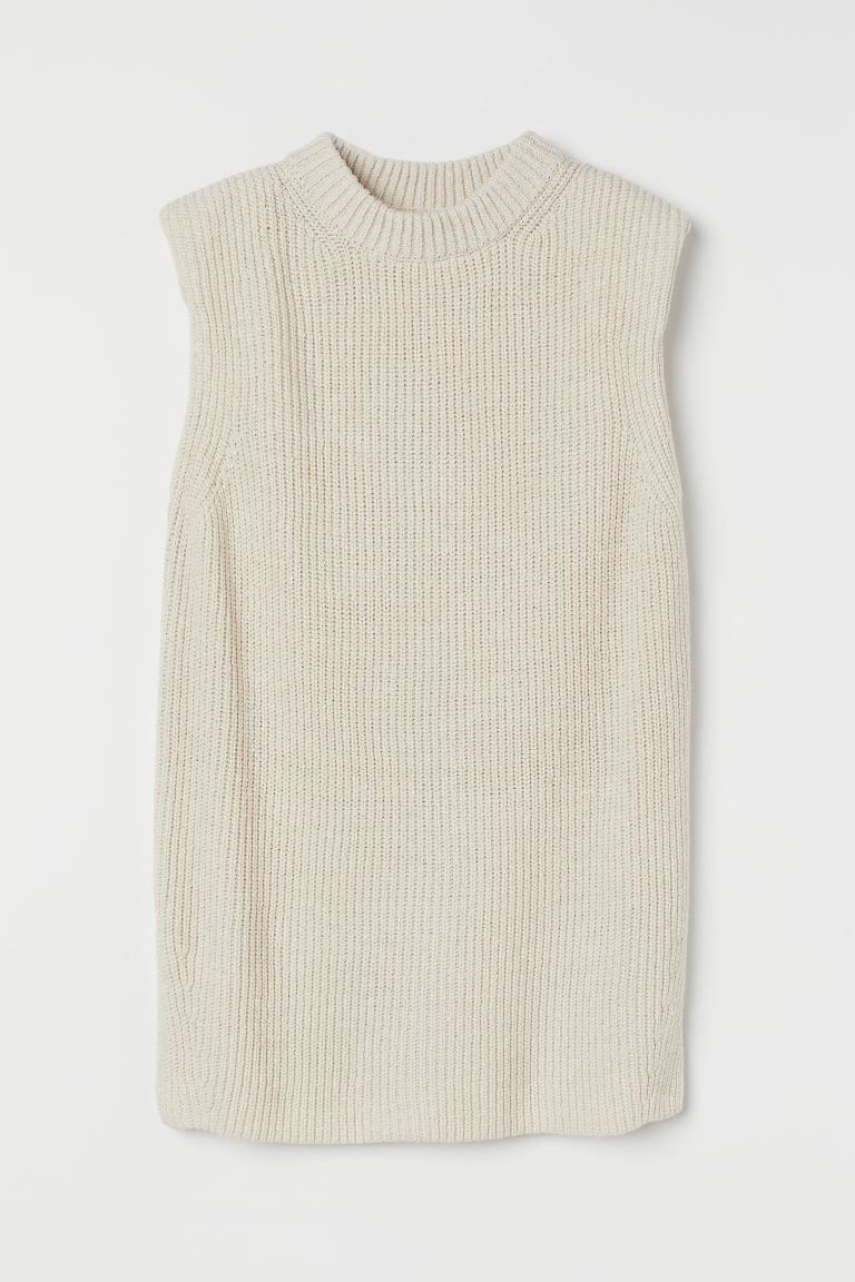Oversized, rib-knit sweater vest. Ribbed neckline, shoulder pads, and straight-cut hem with angle... | H&M (US + CA)