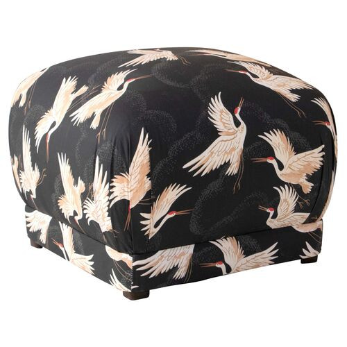 Benton Ottoman, Black Cranes | One Kings Lane