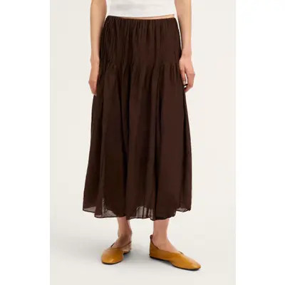 Madewell Pintuck Midi Skirt in Dark Chicory at Nordstrom, Size Medium | Nordstrom