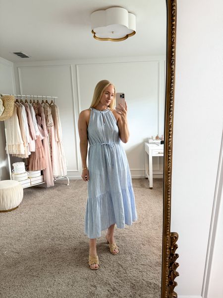 Such a pretty summer midi dress! This would be a perfect bridal or baby shower, upscale brunch, or vacation dress!  I have it paired with these cute Target mule heels. Wearing size small.  Summer dresses // shower dresses // Memorial Day dresses // resortwear // event dresses // day date dresses // Walmart dresses // Walmart fashion // Target shoes // Target heels 