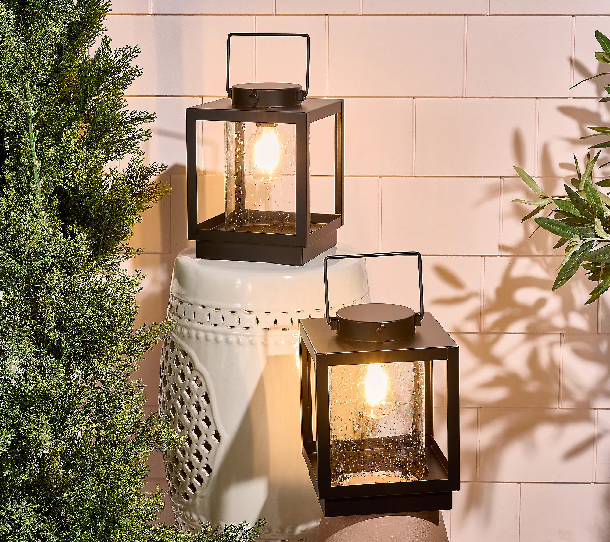 As Is Home Reflections S/2 9"" In/Outdoor Metal Lanterns | QVC