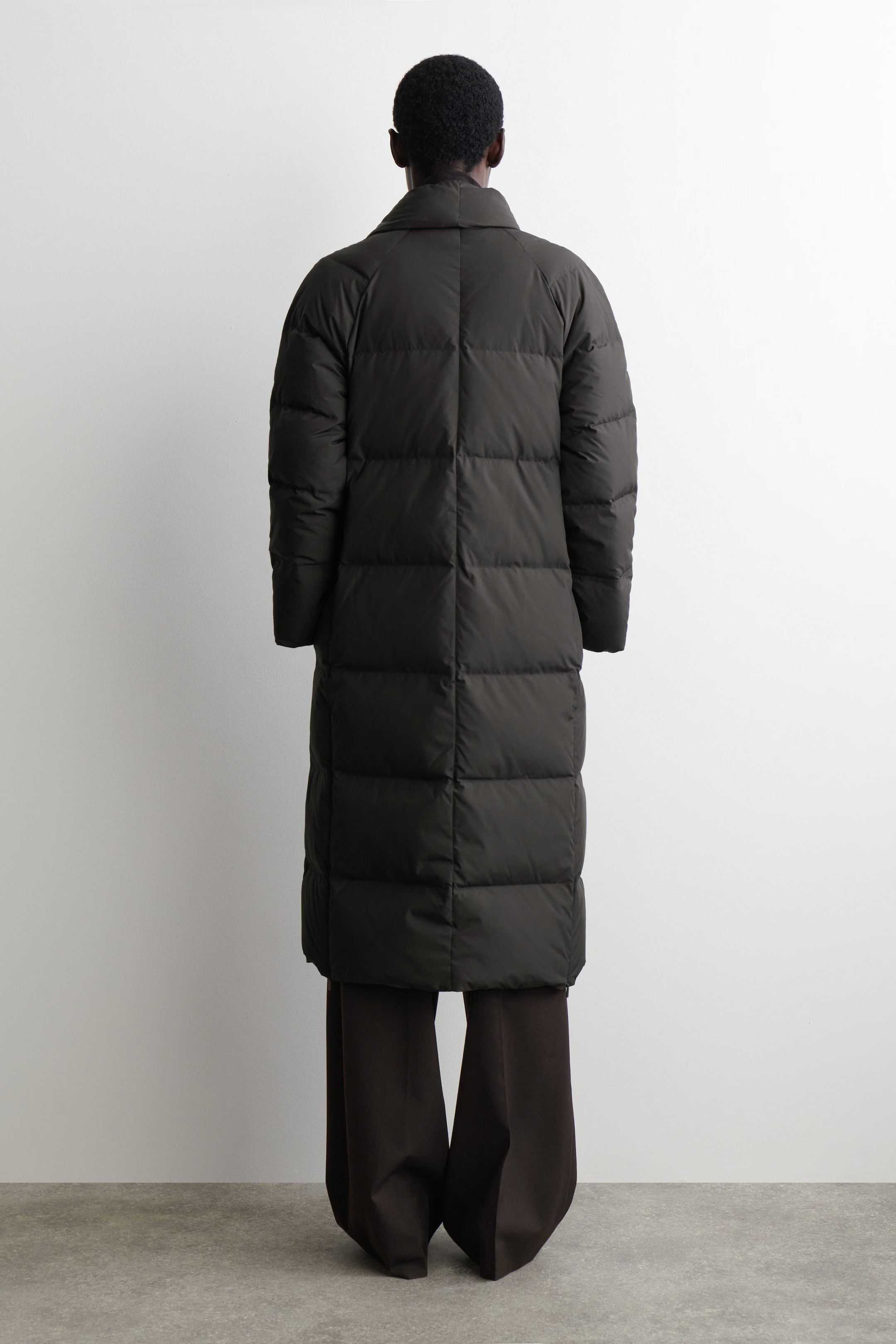 SHAWL-COLLAR QUILTED DOWN LONG COAT - DARK BROWN | COS GB | COS UK