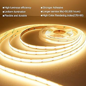 TTWAY COB LED Strip Lights 3000K, Dimmable LED Strip Kit, Super Bright 24V LED Tape Lights CRI90+... | Amazon (UK)