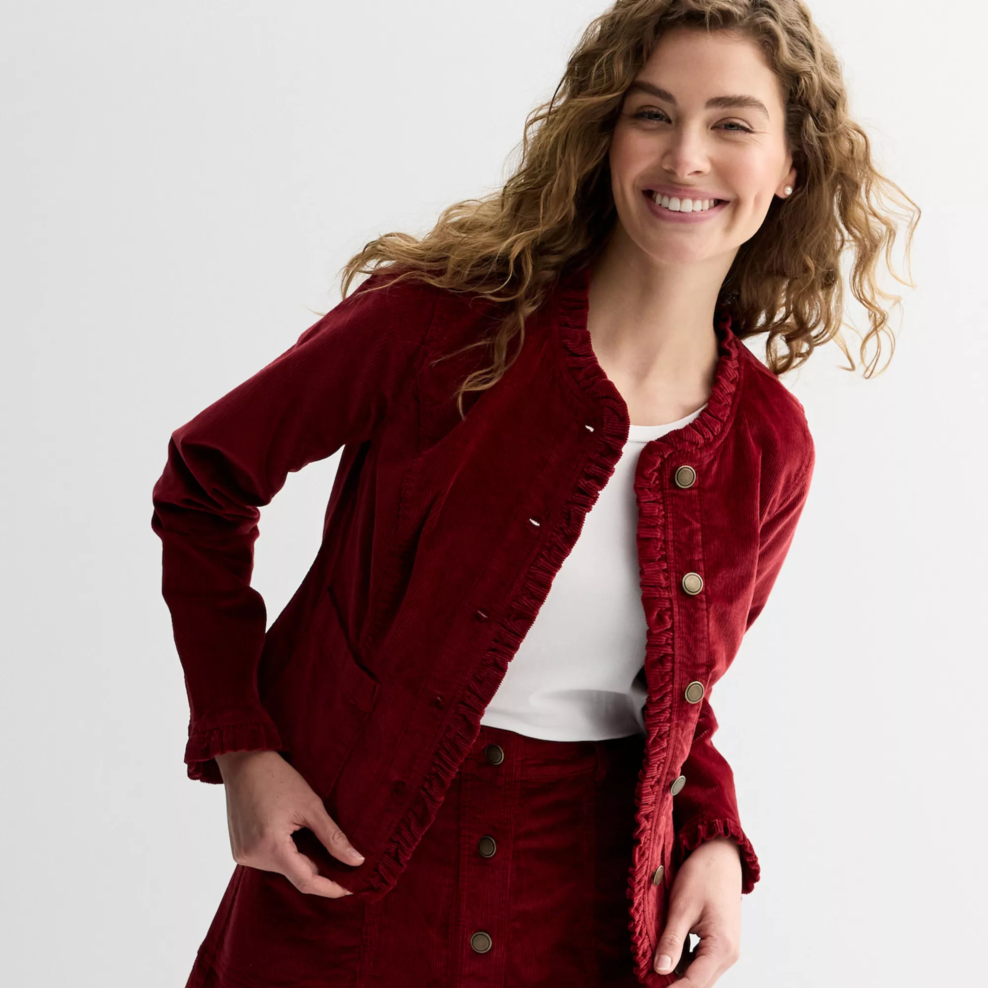 Women's Draper James Ruffle Corduroy Jacket | Kohl's