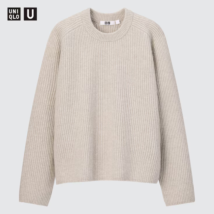 UNIQLO U PREMIUM LAMBSWOOL RIBBED CREW NECK JUMPER | UNIQLO (US)