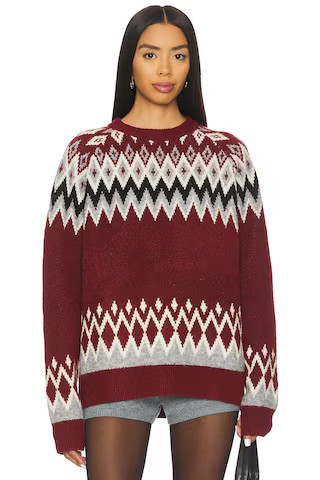 MORE TO COME Calantha Fairisle Sweater in Burgundy from Revolve.com | Revolve Clothing (Global)