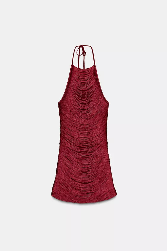 SHORT HALTER DRESS WITH FRINGING | Zara US