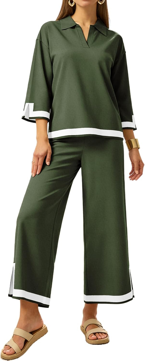 Tanming Womens 2 Piece Outfits 3/4 Sleeve Sweater Lounge Sets | Amazon (US)